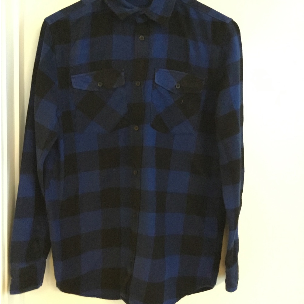 H&M Blue/ Black Plead Flannel Long Sleeved Shirt Size Large. $25 - Picture 7 of 8